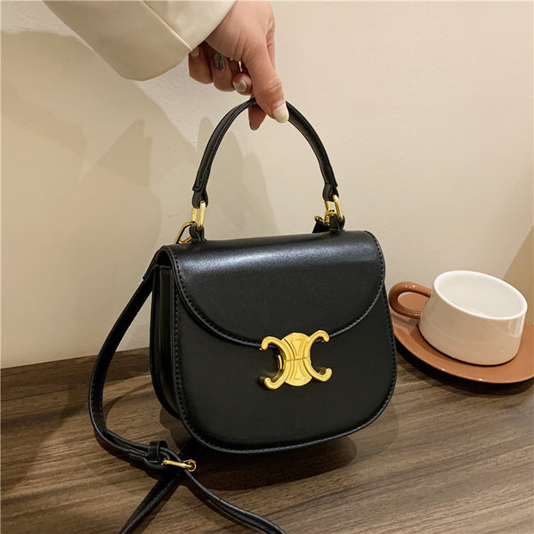 Classic Mini Bag in Shiny Calfskin, Korean Style Minimalistic Calfskin Leather Box Bag, Designer Tote Leather Shopping Bag, Triomphe Paris. Additional 50% off at checkout!